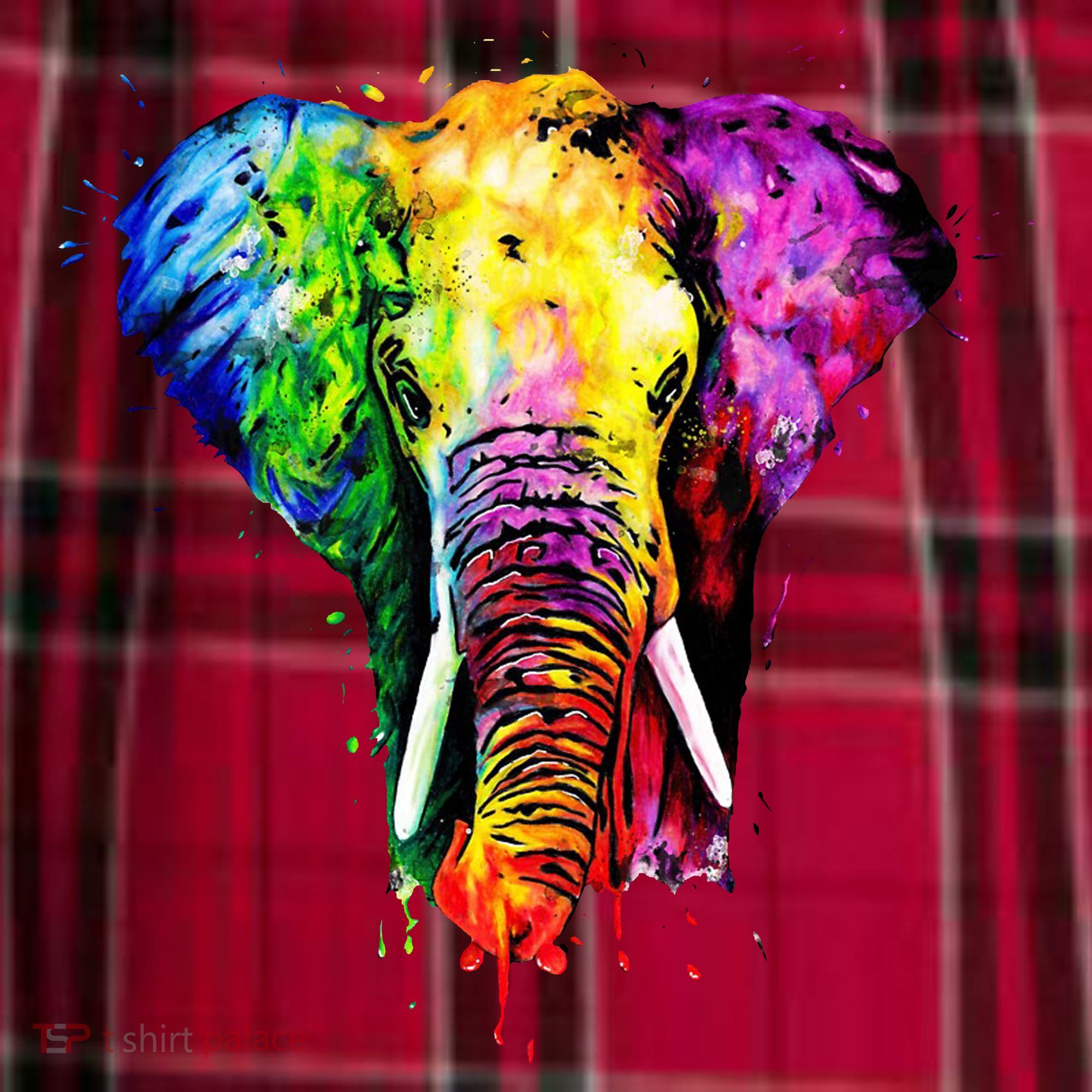 Rainbow Elephant Art Cute Gift Women's Flannel Plaid Pajama Pants