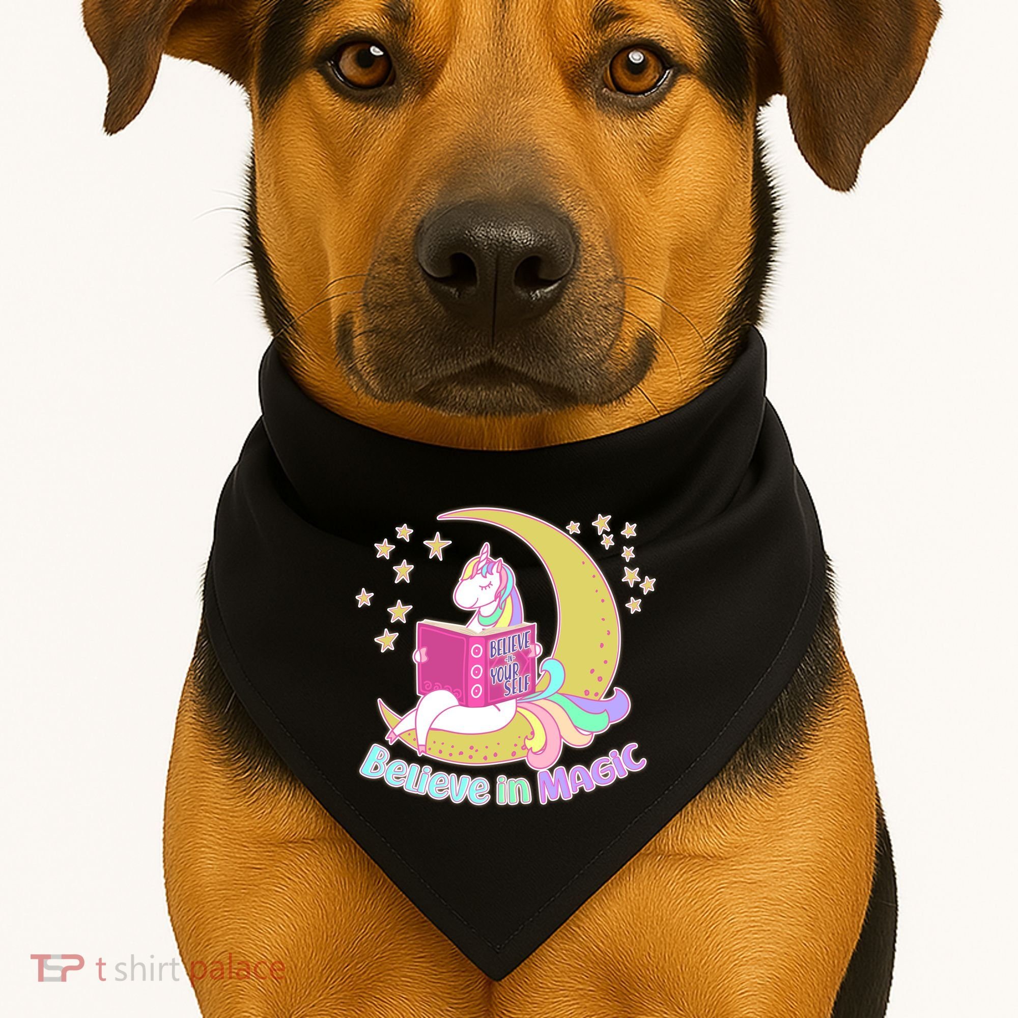 Reading Unicorn Believe In Yourself & Magic USA-Made Doggie Bandana