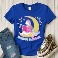 Reading Unicorn Believe In Yourself & Magic Women's T-Shirt thumb 3