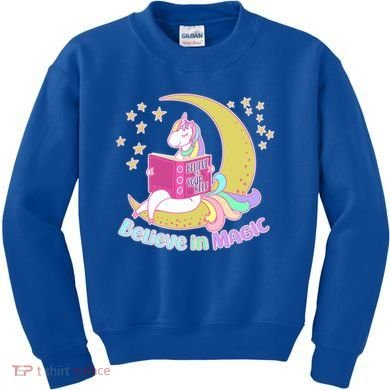 Reading Unicorn Believe In Yourself & Magic Kids Sweatshirt