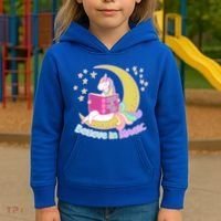 Reading Unicorn Believe In Yourself & Magic Kids Hoodie thumb 3