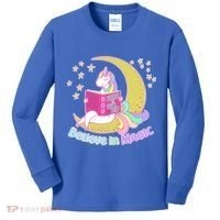 Reading Unicorn Believe In Yourself & Magic Kids Long Sleeve Shirt thumb 0