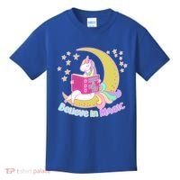 Reading Unicorn Believe In Yourself & Magic Kids T-Shirt thumb 0