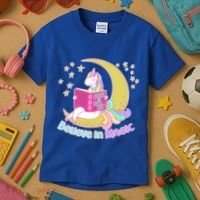 Reading Unicorn Believe In Yourself & Magic Kids T-Shirt thumb 3