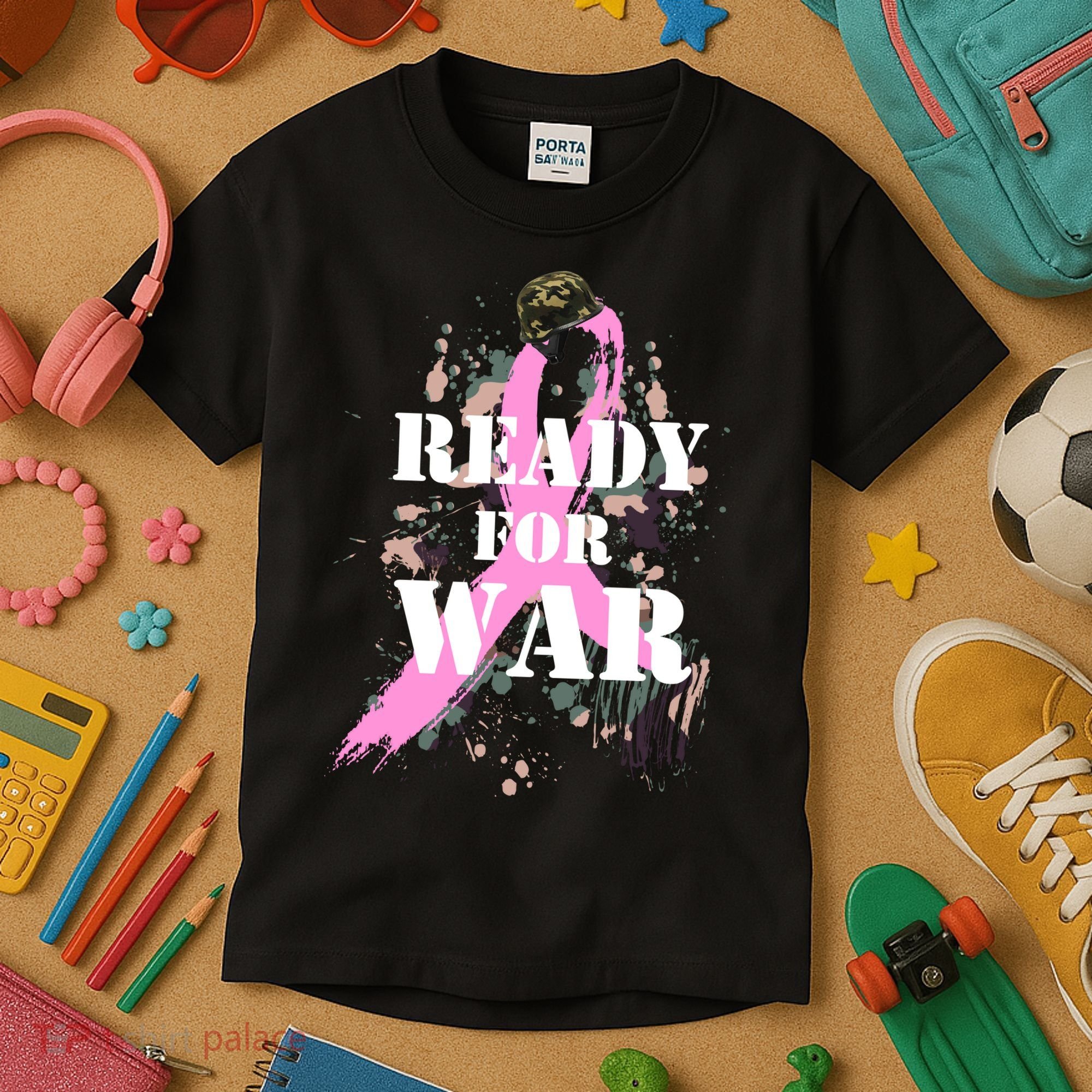 Ready For War Breast Cancer Kids T-Shirt