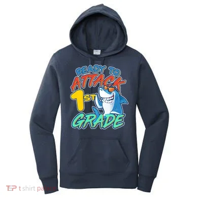 Ready To Attack 1st Grade Shark Women's Hoodie