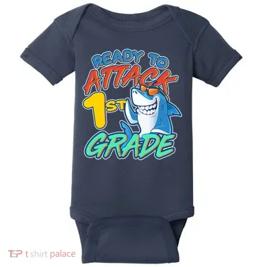 Ready To Attack 1st Grade Shark Baby Bodysuit