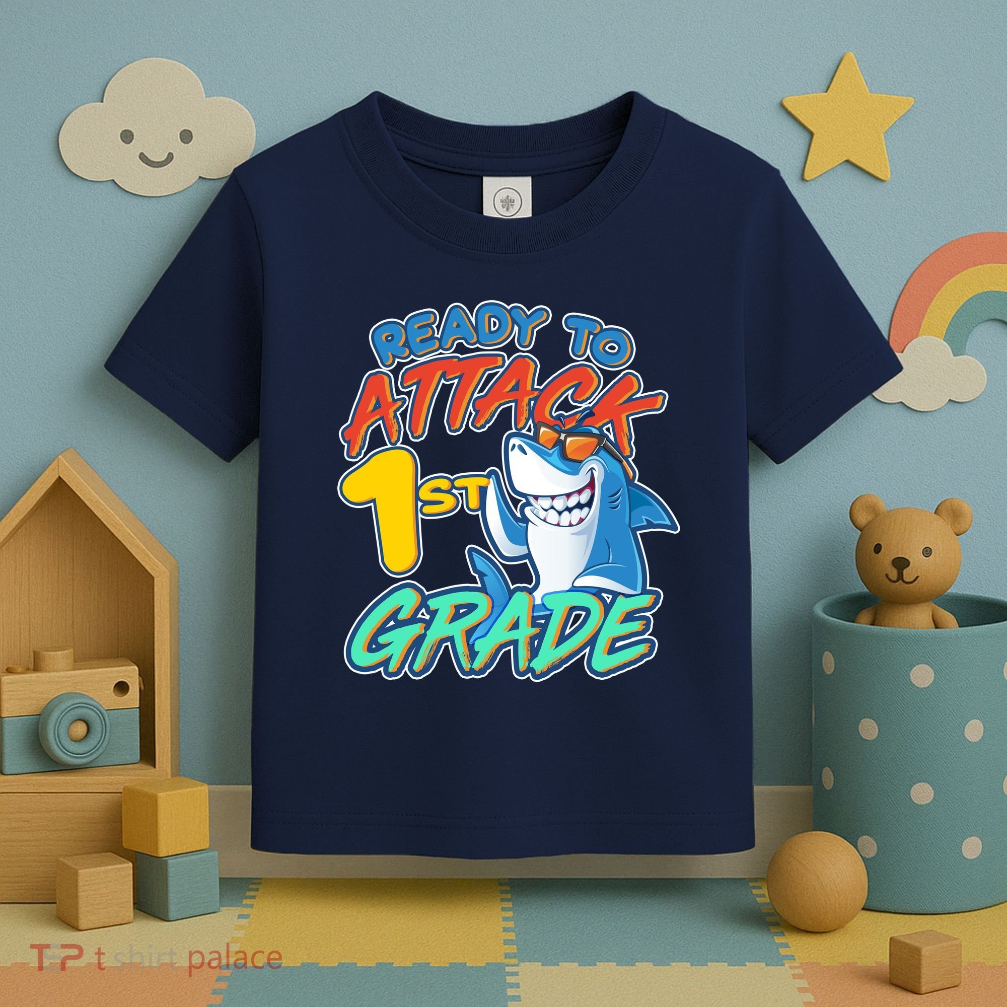 Ready To Attack 1st Grade Shark Toddler T-Shirt