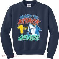 Ready To Attack 1st Grade Shark Kids Sweatshirt thumb 0