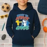 Ready To Attack 1st Grade Shark Kids Hoodie thumb 2