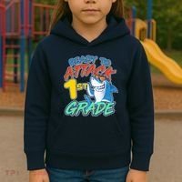 Ready To Attack 1st Grade Shark Kids Hoodie thumb 3