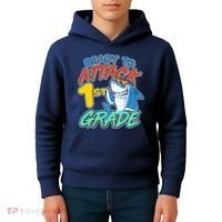 Ready To Attack 1st Grade Shark Kids Hoodie thumb 4