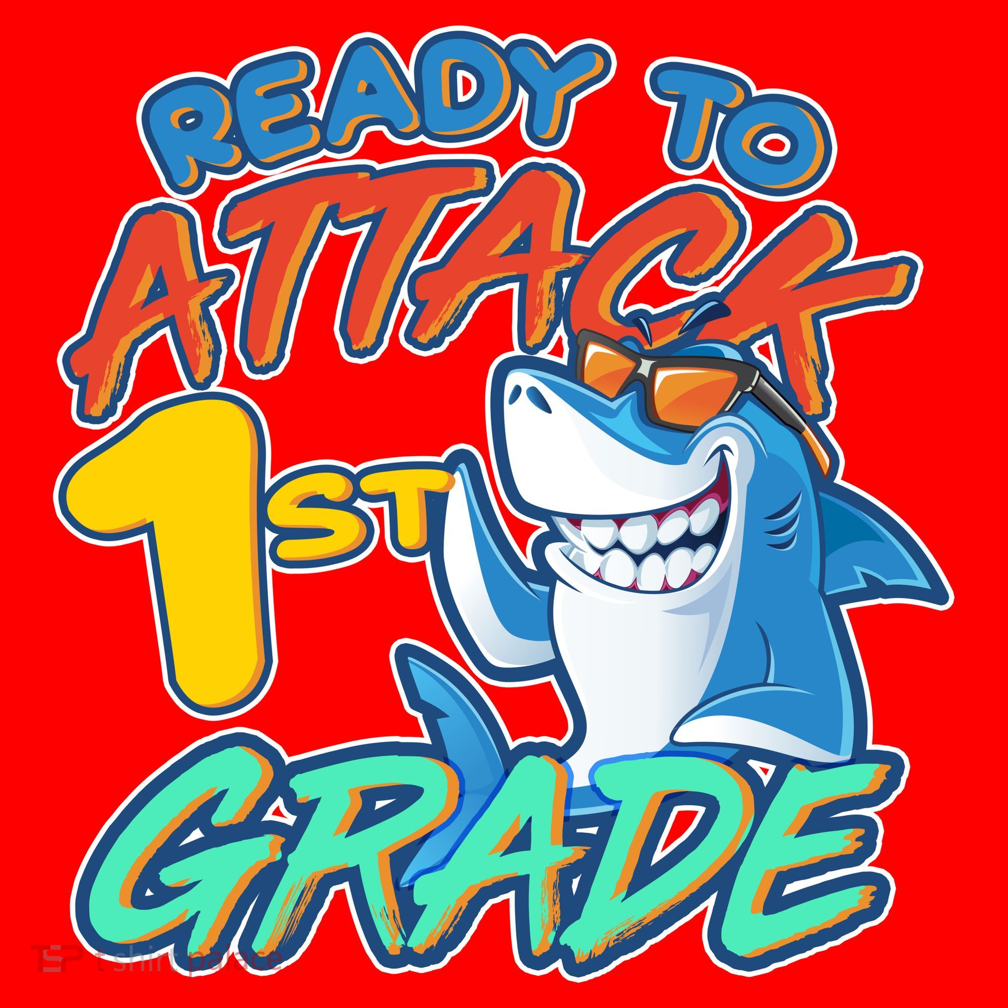 Ready To Attack 1st Grade Shark Santa Hat