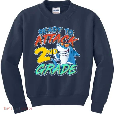 Ready to Attack 2nd Grade Shark Kids Sweatshirt