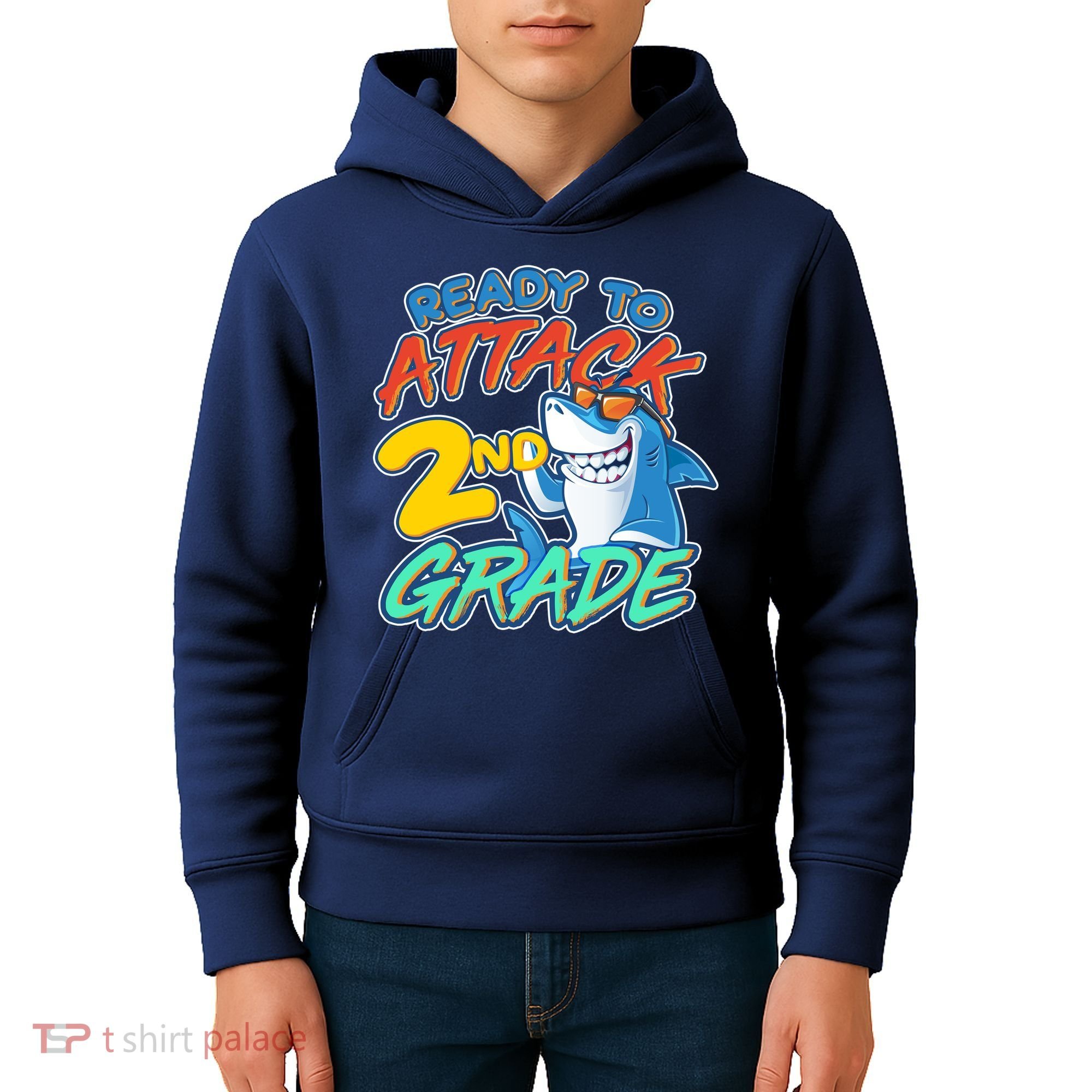 Ready to Attack 2nd Grade Shark Kids Hoodie
