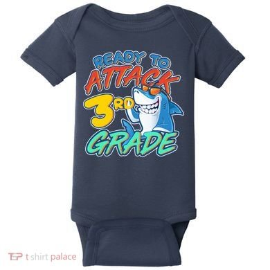 Ready To Attack 3rd Grade Shark Baby Bodysuit