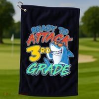 Ready To Attack 3rd Grade Shark Golf Towel thumb 1