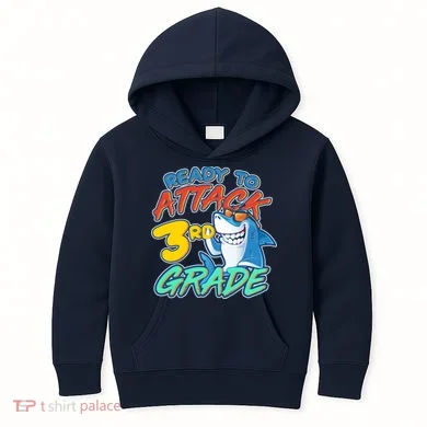 Ready To Attack 3rd Grade Shark Kids Hoodie
