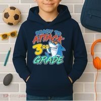 Ready To Attack 3rd Grade Shark Kids Hoodie thumb 2
