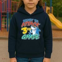 Ready To Attack 3rd Grade Shark Kids Hoodie thumb 3