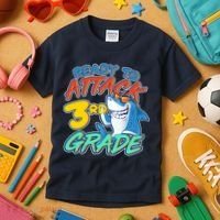 Ready To Attack 3rd Grade Shark Kids T-Shirt thumb 3