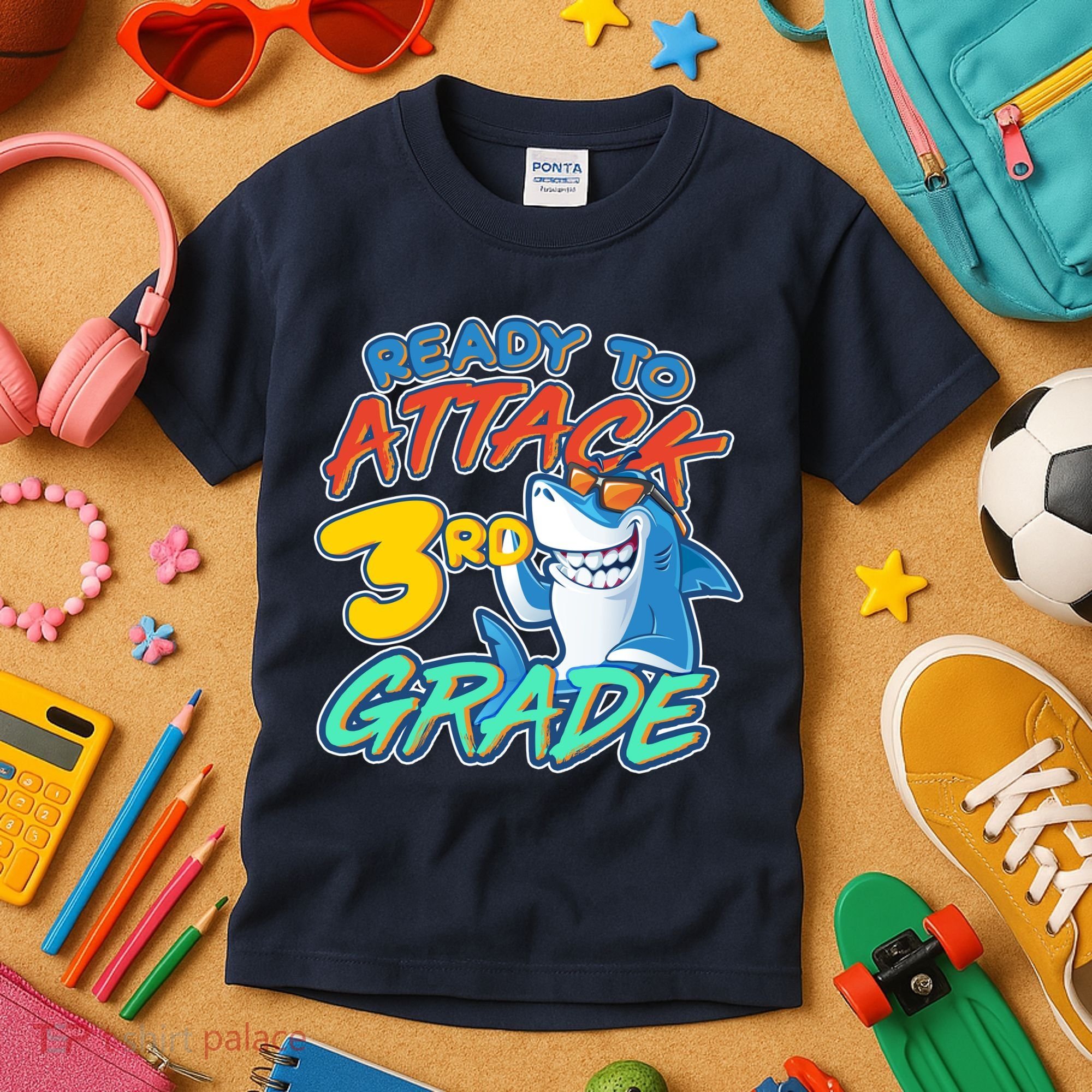 Ready To Attack 3rd Grade Shark Kids T-Shirt