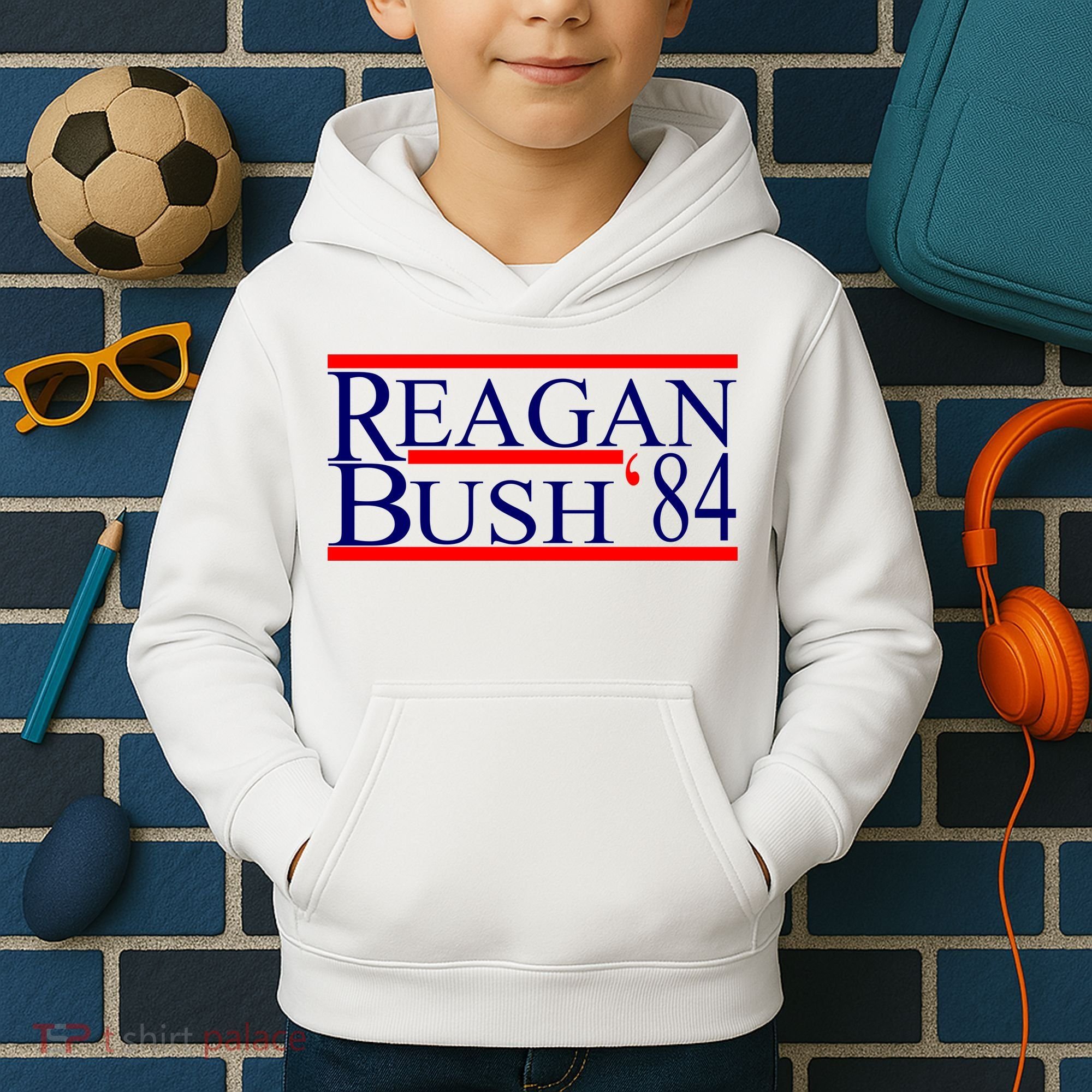 Reagan Bush 84 Retro USA Election Kids Hoodie