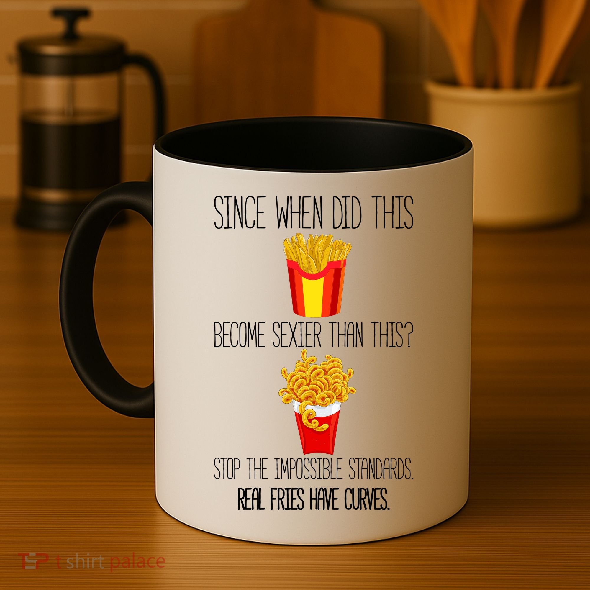 Real Fries Have Curves Funny Curly Fries Coffee Mug