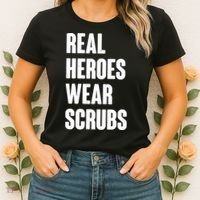 Real Heroes Wear Scrubs Support Women's T-Shirt thumb 2