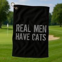 Real Men Have Cats Funny Golf Towel thumb 1
