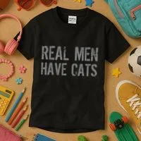 Real Men Have Cats Funny Kids T-Shirt thumb 3
