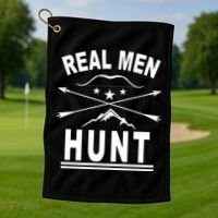 Real Men Hunt Golf Towel thumb 1