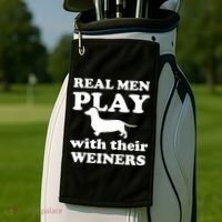 Real Men Play With Their Wieners Golf Towel thumb 2