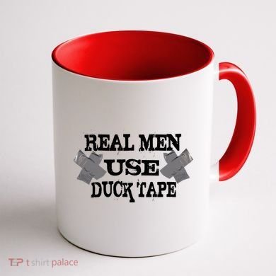 Real Men Use Duck Tape Coffee Mug back