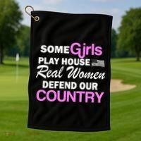 Real Women Defend Our Country Golf Towel thumb 1