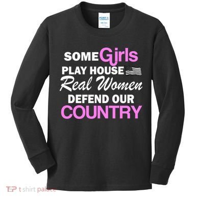 Real Women Defend Our Country Kids Long Sleeve Shirt