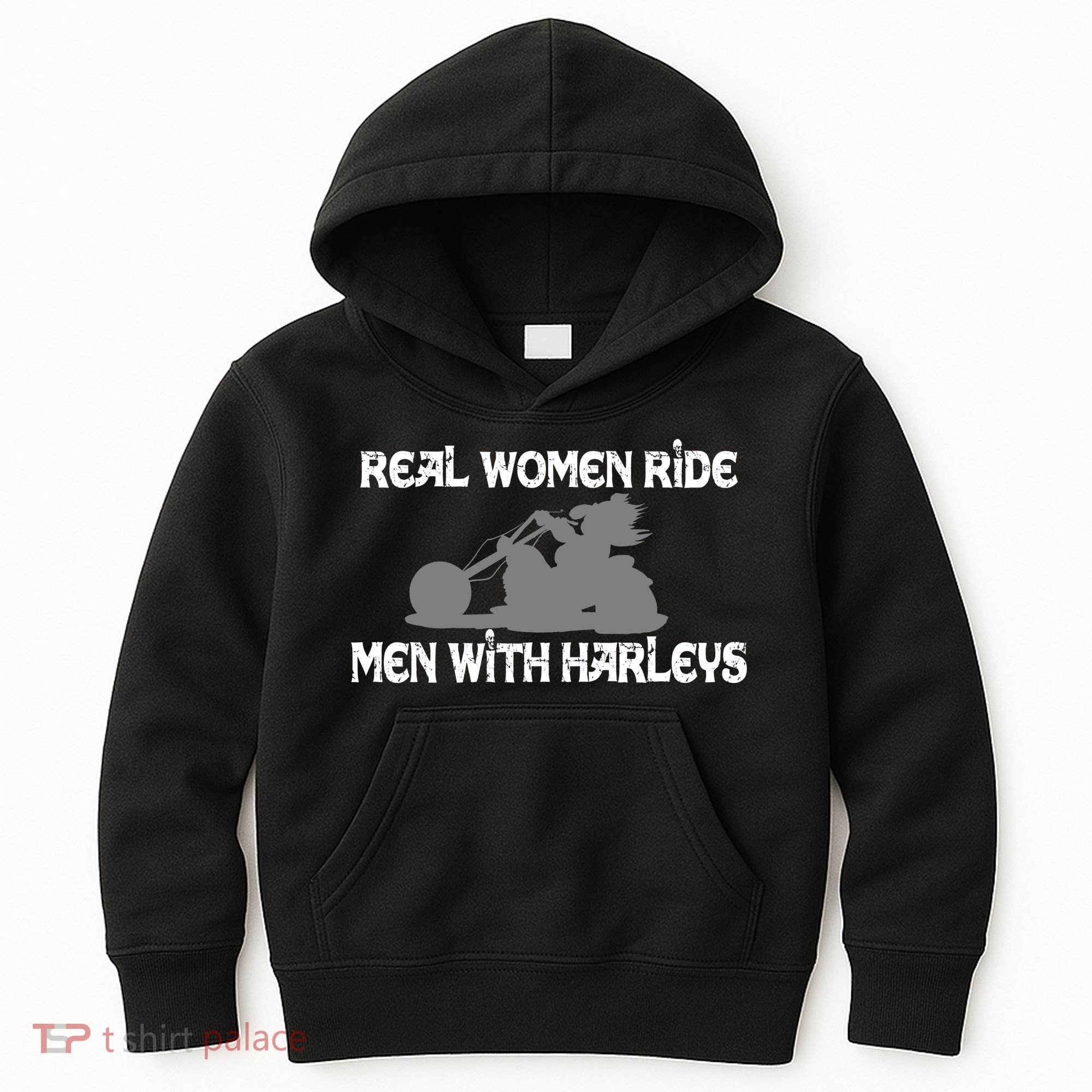 Real Women Ride Men With Harleys Kids Hoodie