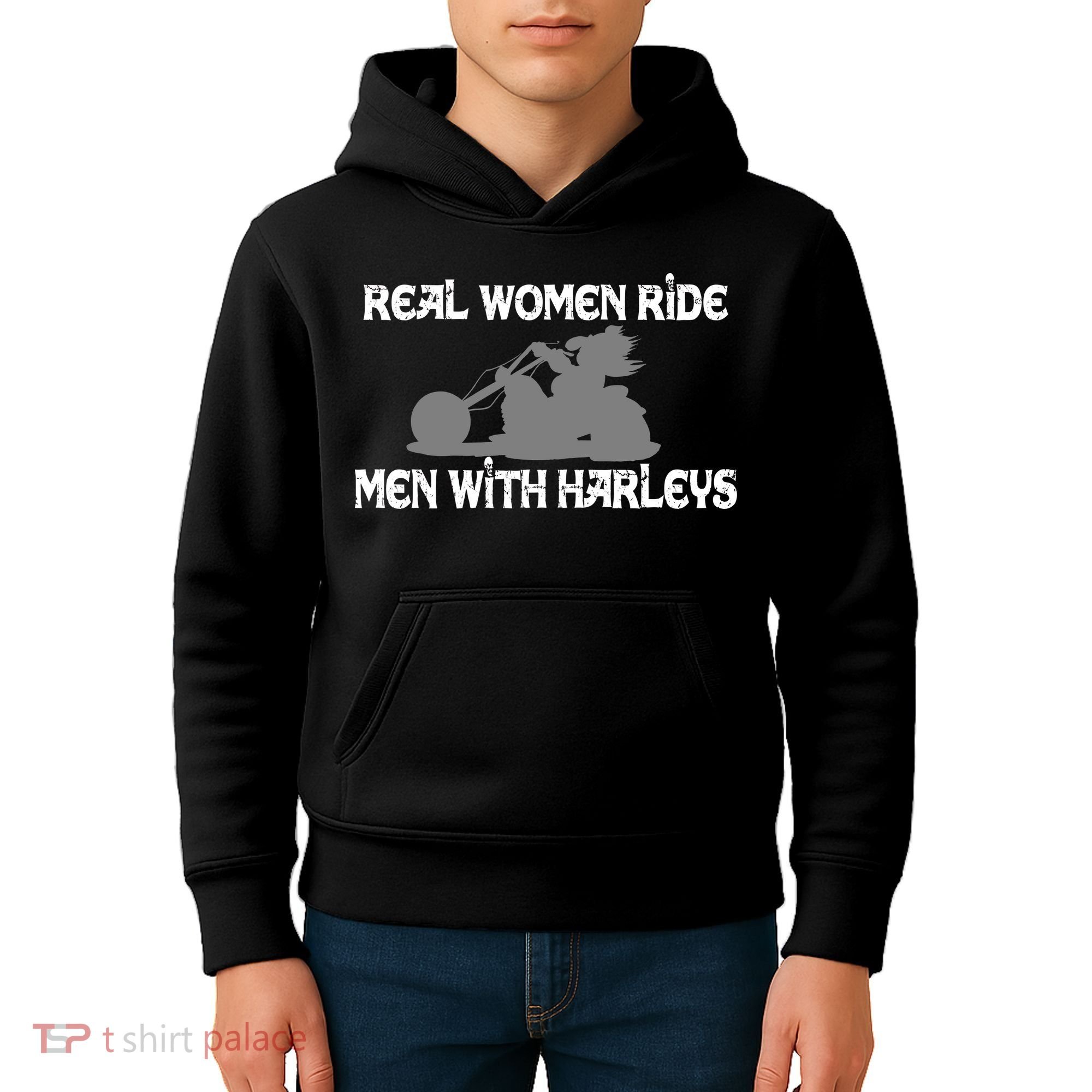 Real Women Ride Men With Harleys Kids Hoodie