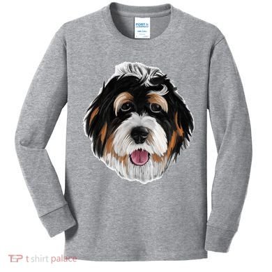 Realistic Dog Face Kids Long Sleeve Shirt