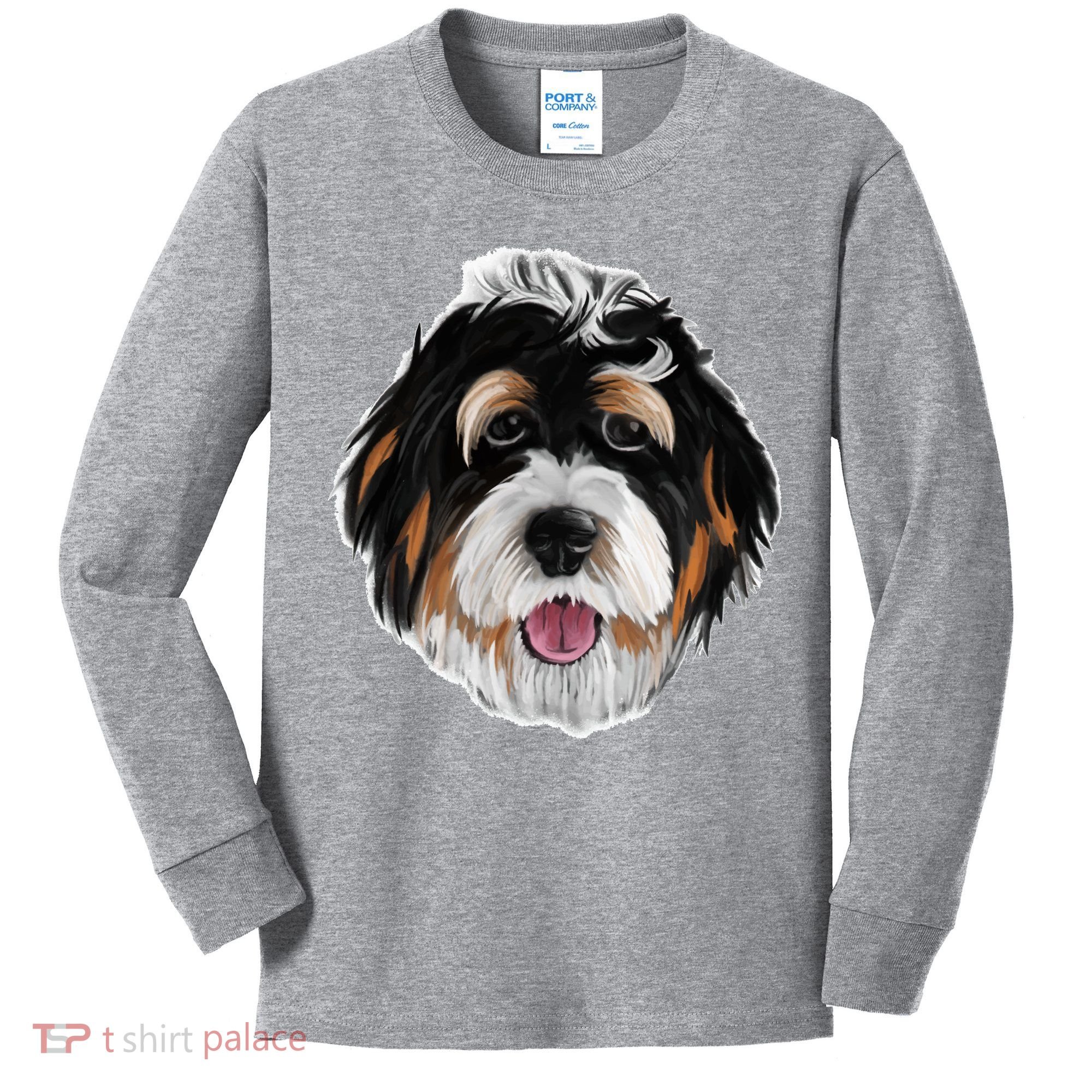 Realistic Dog Face Kids Long Sleeve Shirt