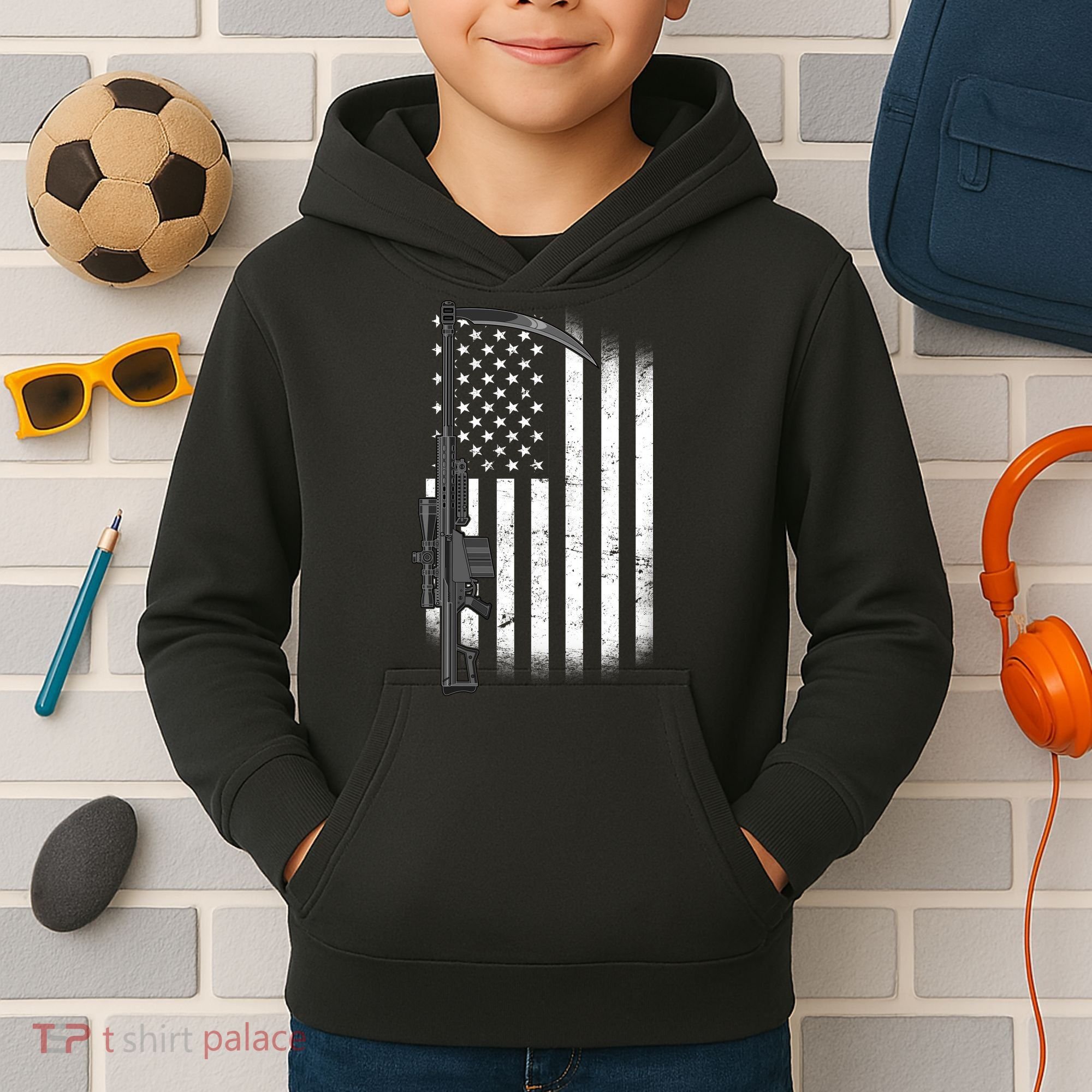 Reapers Gun Flag Kids Hoodie
