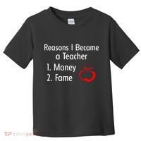 Reasons I Became A Teacher Funny Toddler T-Shirt thumb 0