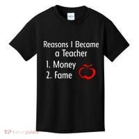 Reasons I Became A Teacher Funny Kids T-Shirt thumb 0