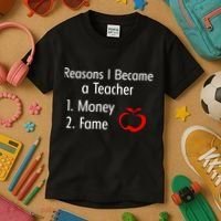 Reasons I Became A Teacher Funny Kids T-Shirt thumb 3