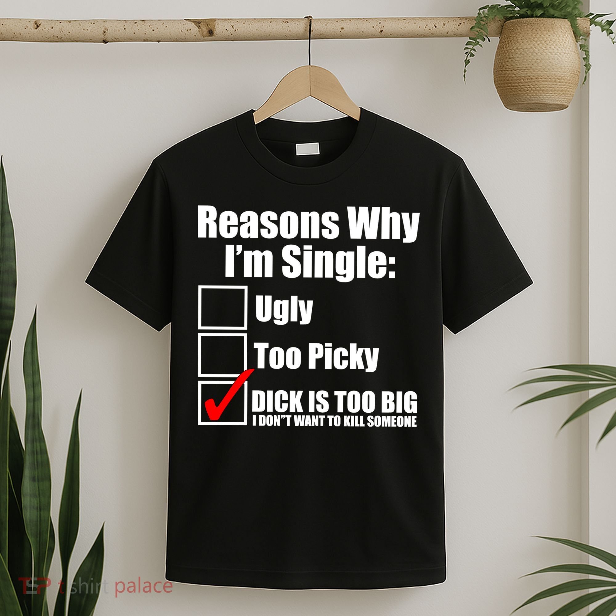 Reasons Why Im Single Ugly Picky Dick Too Big Mens Funny T-Shirt