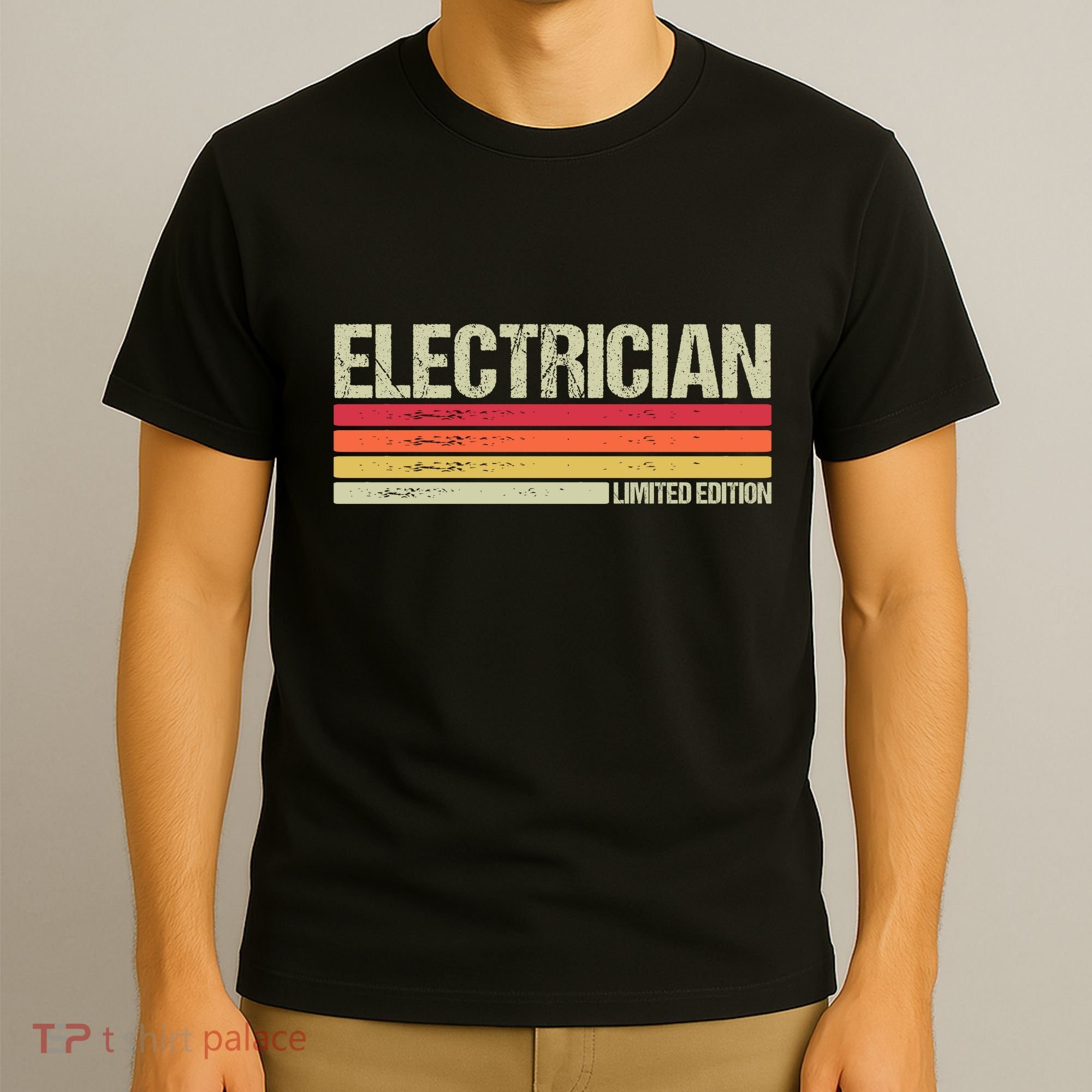 Retro Electrician Birthday Job Title T-Shirt