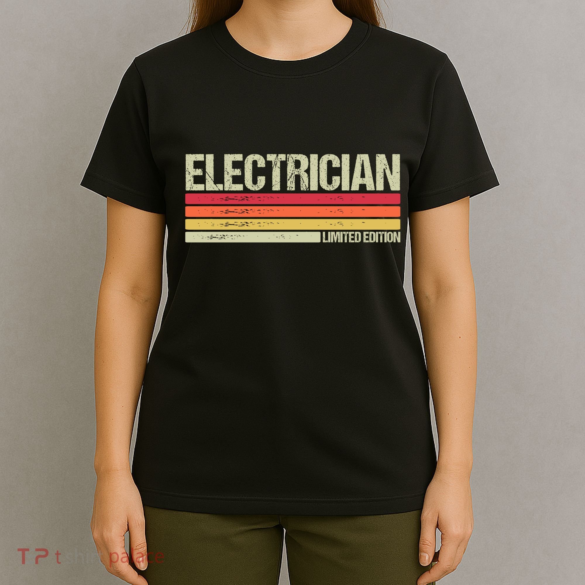 Retro Electrician Birthday Job Title T-Shirt
