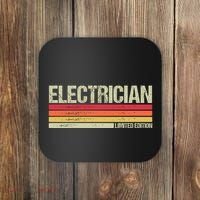 Retro Electrician Birthday Job Title Coaster thumb 0