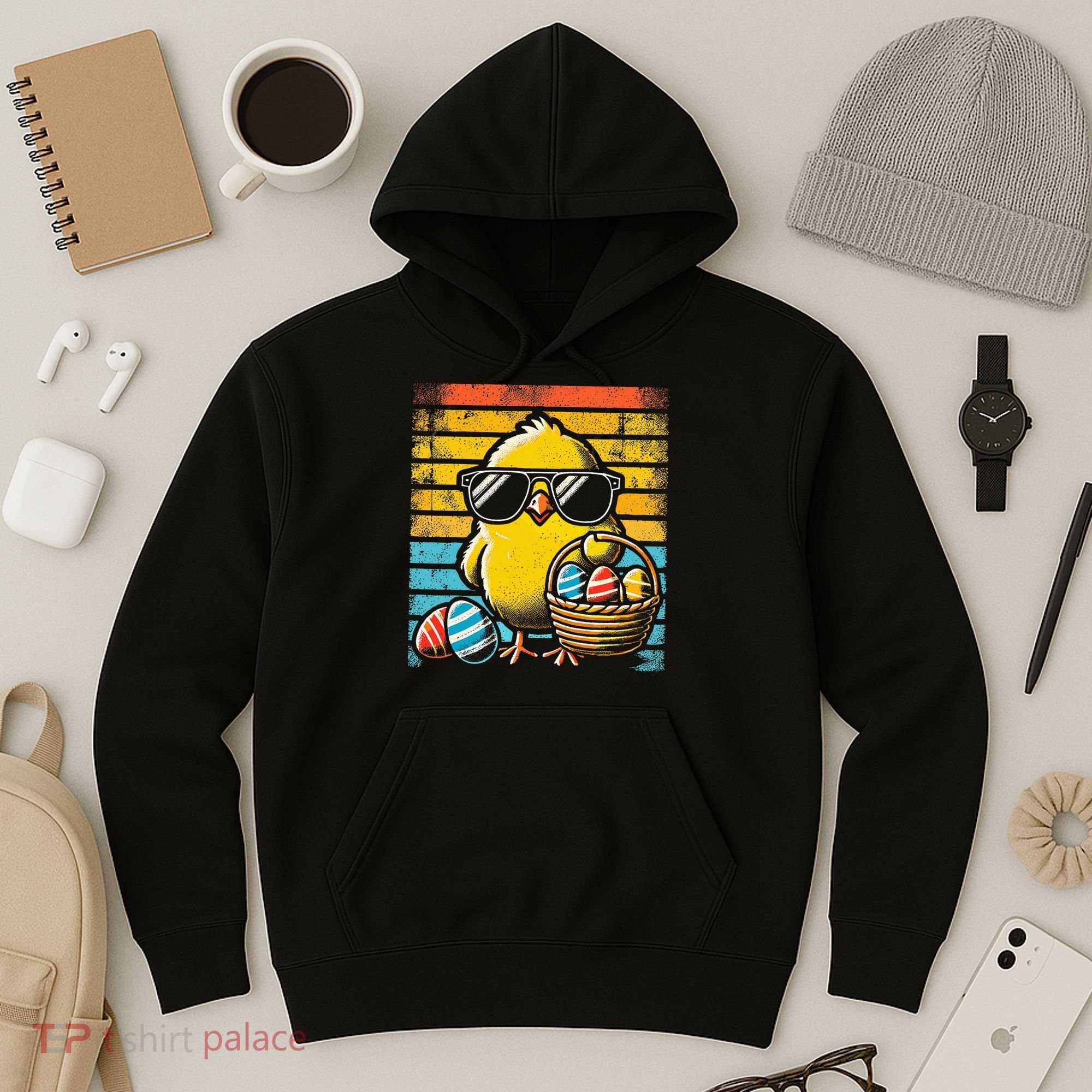 Retro Easter Chick Women Funny Easter Hoodie