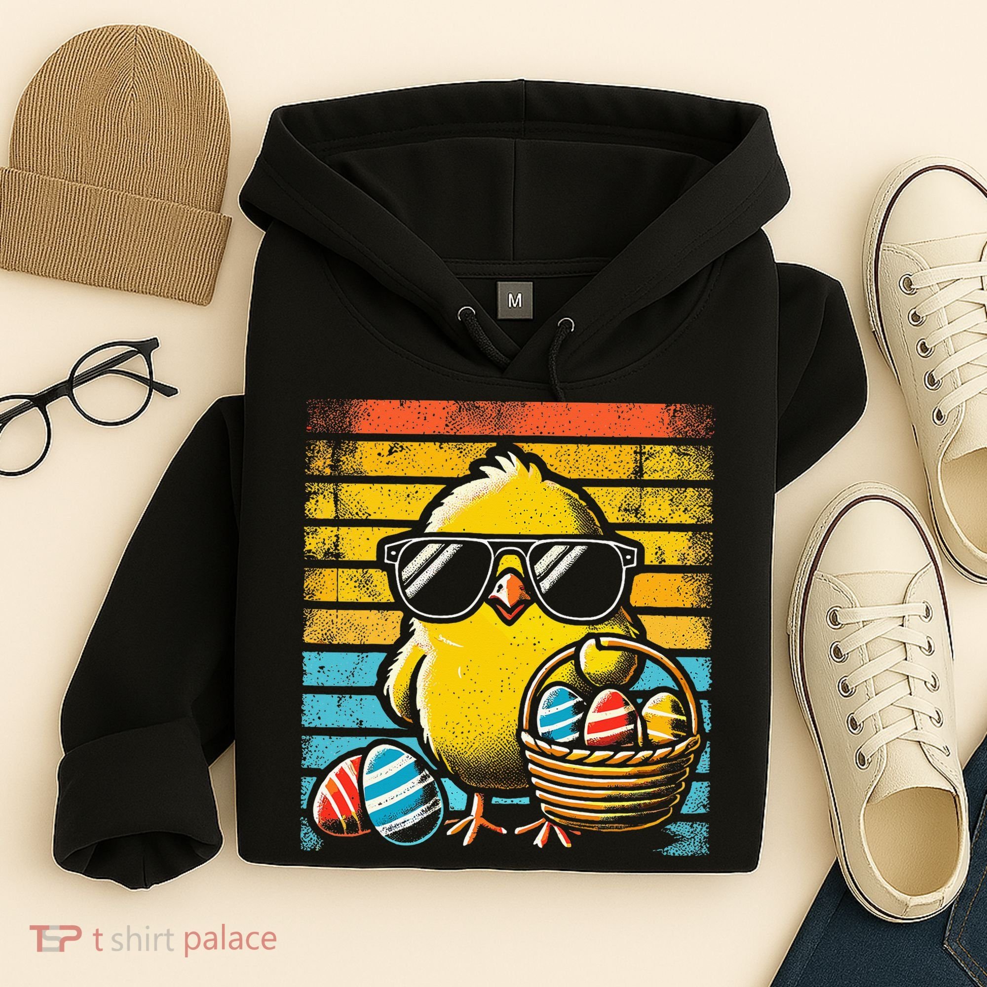Retro Easter Chick Women Funny Easter Hoodie